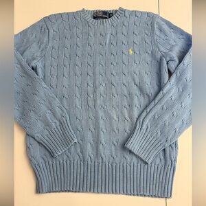 Ralph Lauren Women's Sky Blue Cable Knit Crewneck Sweater Size M